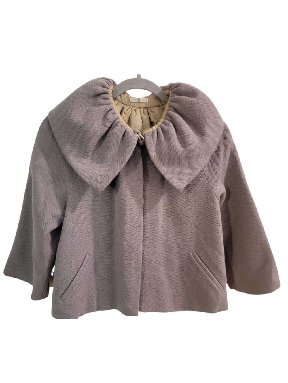 Loeffler Randall Oversized Collar Wool Cropped Jacket Coat Size 4 Designer